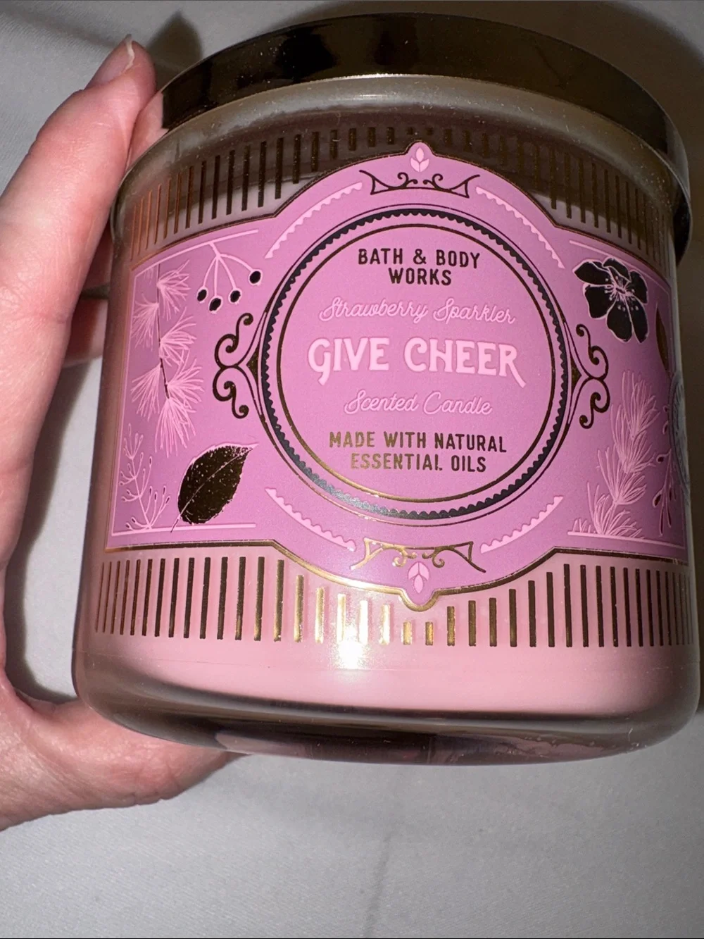 Bath & Body Works White Barn candle 14.5 oz 3 wick new Strawberry Sparkler